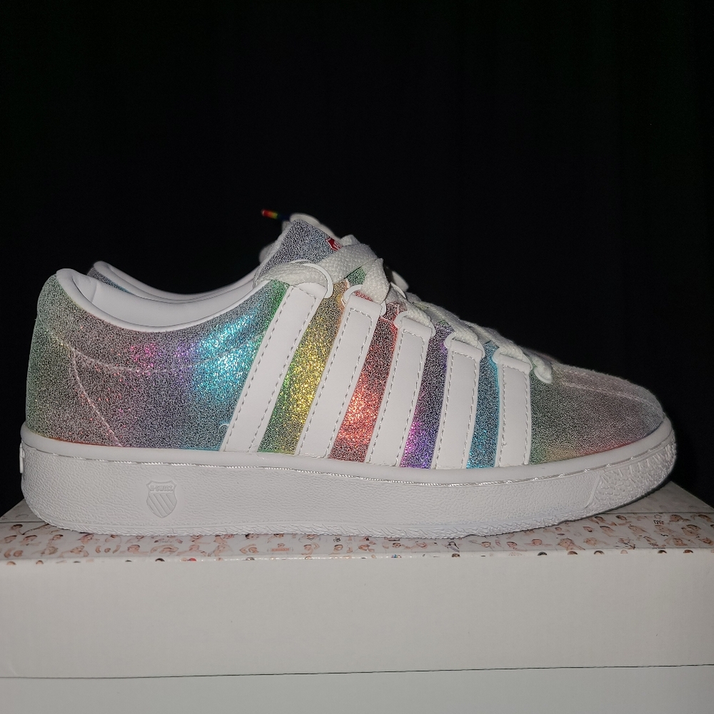 K-Swiss Glitter Rainbow Low-Top Sneakers - White Stripes